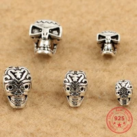 2pcslot s925 sterling silver color jewelry accessories thai carved skeleton skull bead for jewelry making