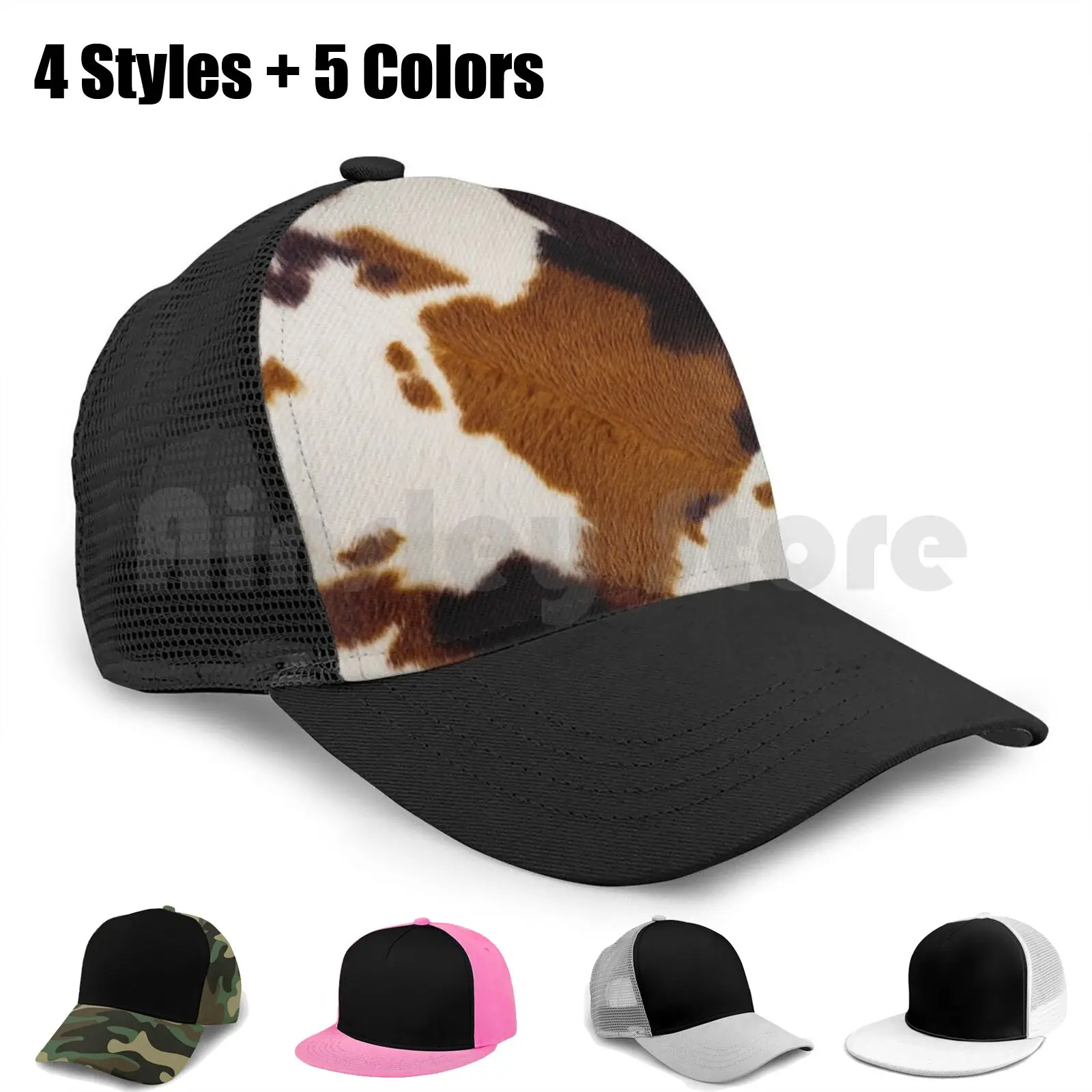 Бейсболка унисекс из пятнистой воловьей кожи сетчатая Регулируемая