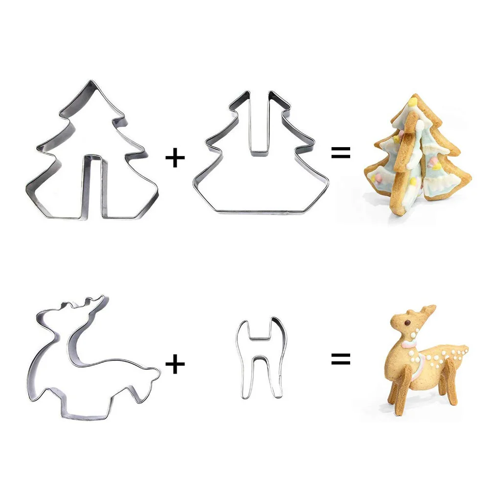 8 шт./компл. 3D Рождественские формочки для печенья из нержавеющей стали торта