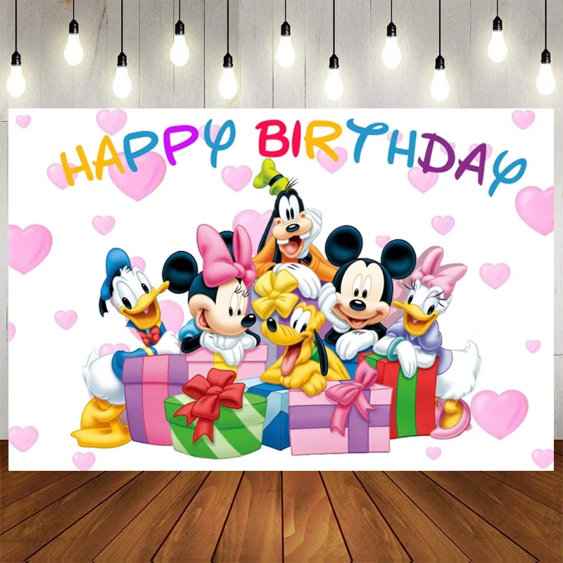 

Mickey Mouse Photography Backgrounds Customizable Vinyl Cloth Photo Shootings Backdrops for Kid Baby Birthday Party Photo Studio