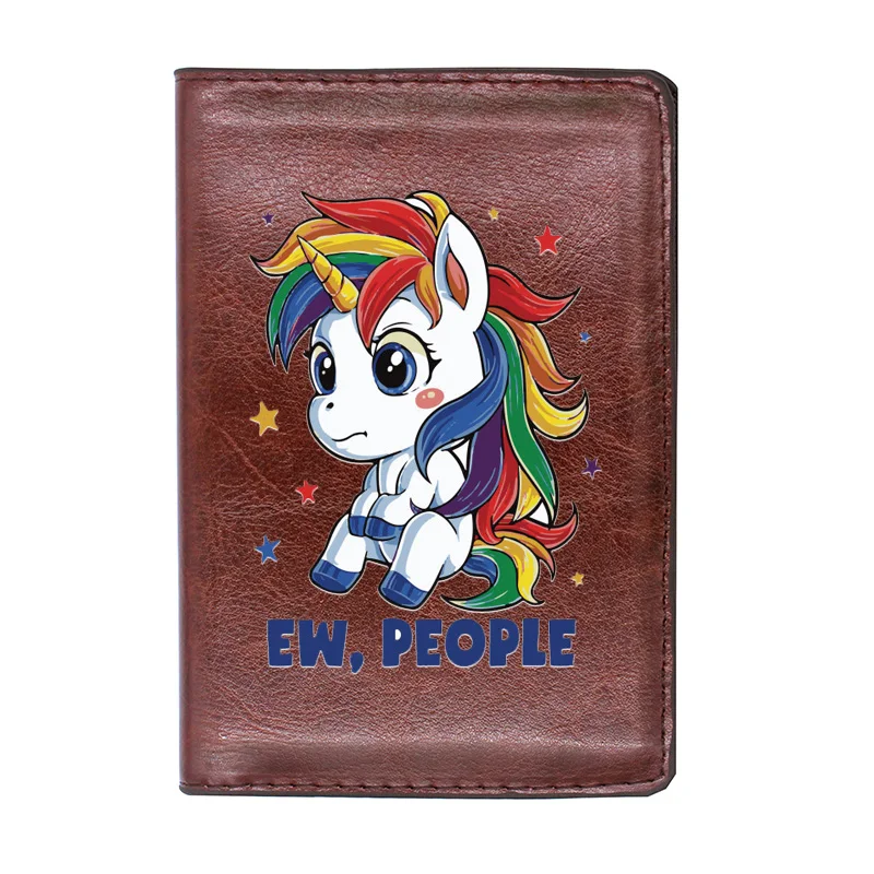 

High Quality Classic Fashion Unicorn Printing Passport Cover Holder ID Credit Card Case Travel Leather Wallet