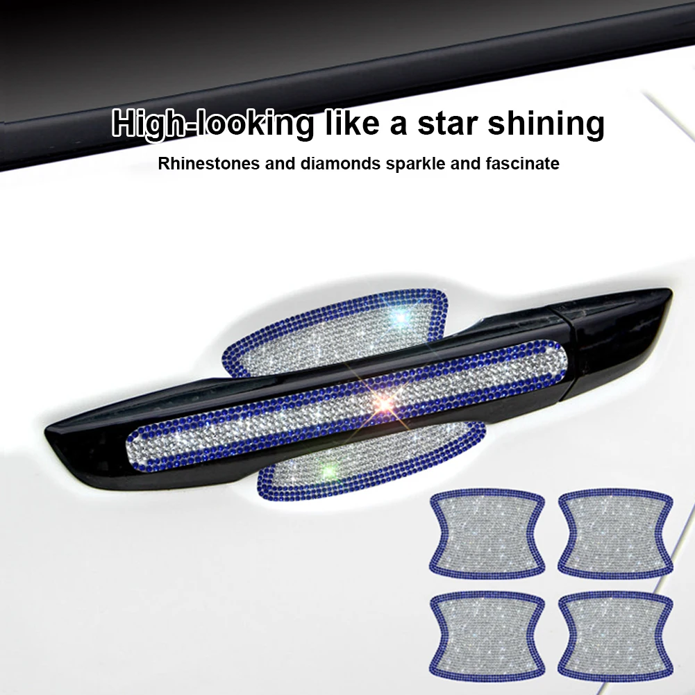 

8pcs Car Door Handle Protector Bling Rhinestones Scratch Handle Protecto Stickers Door Handle Paint Protector Scratch Film Guard