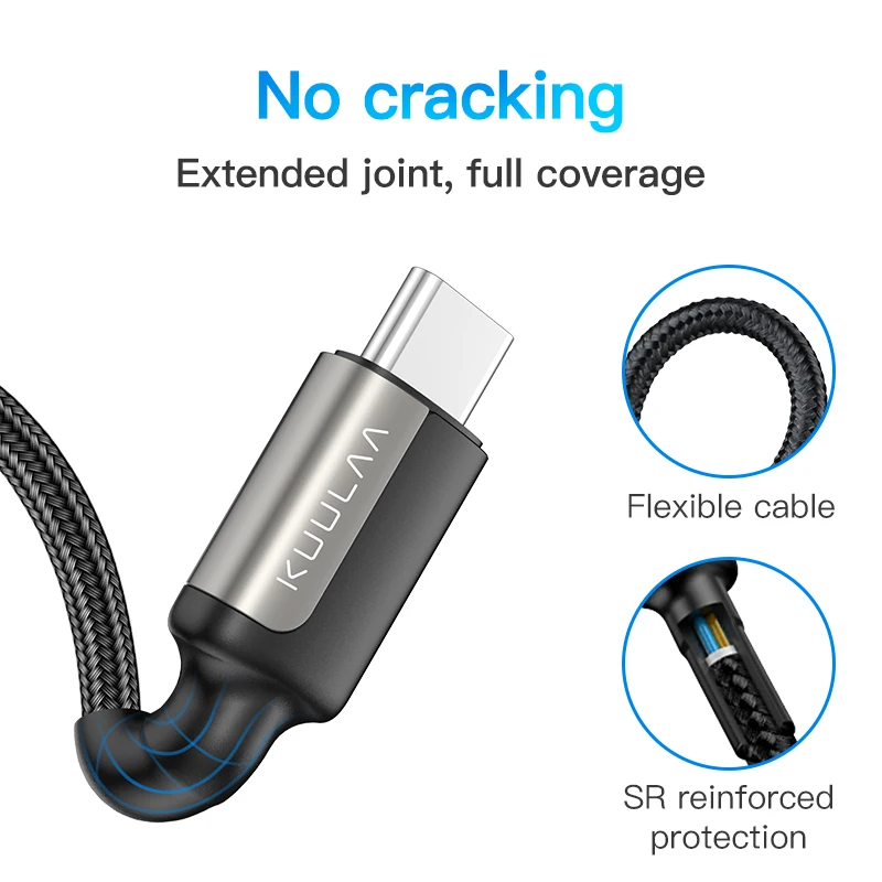 USB кабель KUULAA Type C для быстрой зарядки Samsung S10 S9 PD 60 Вт устройств с функцией