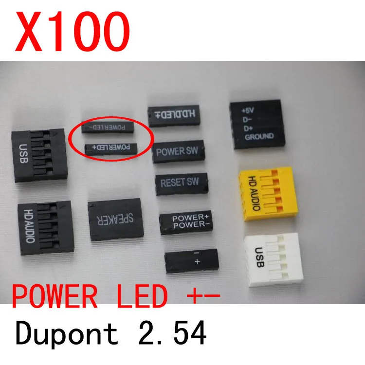 100 шт. 1 контактный разъем dupont 2 54 светодиодный с надписью питания + TJC8 коннектор