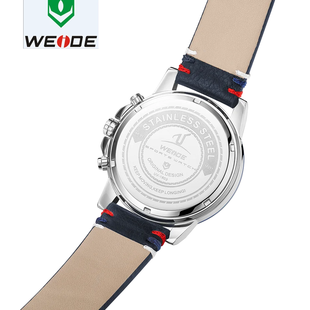 WEIDE Роскошные мужские часы европейские кожаные мужские часы высококачественные водонепроницаемые мужские часы Relogio Masculino спортивные цифровые часы с цифрами и датой