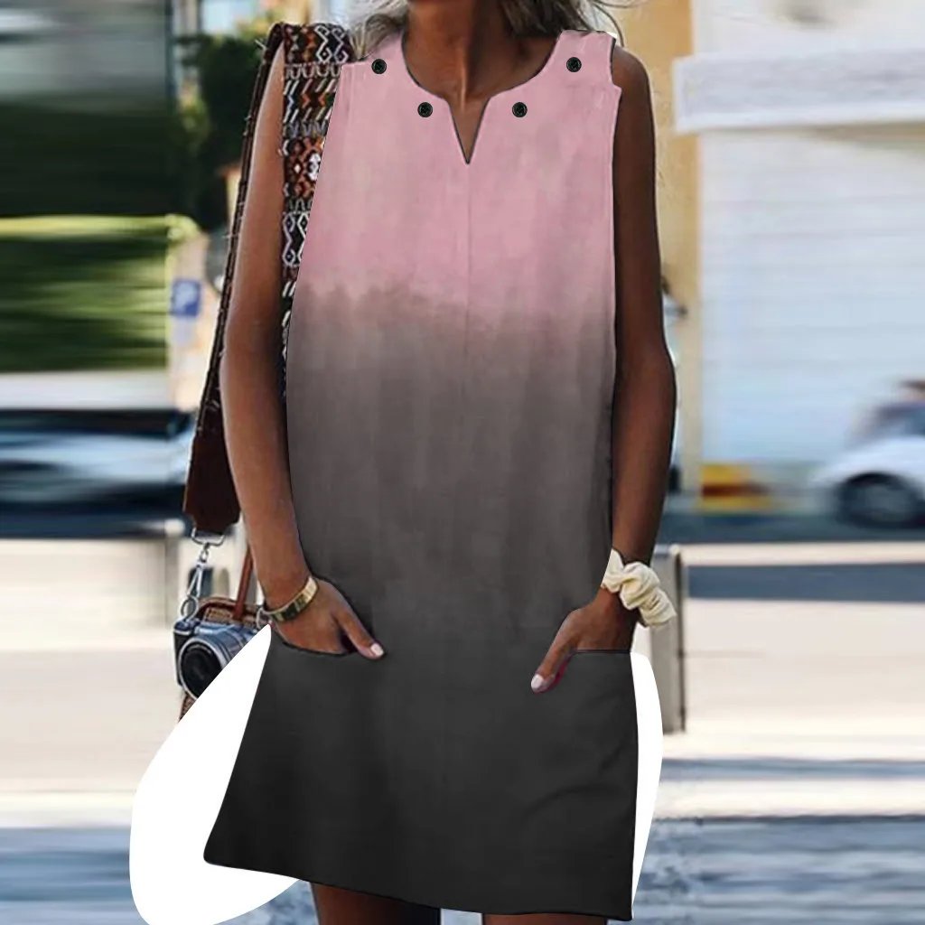 Женский пляжный мини-сарафан JAYCOSIN повседневное богемное платье с карманами и