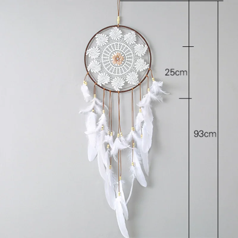 Indian Dreamcatcher hanging ornaments large wedding white feather pendant dream net wind chime creative wall XR165 | Дом и сад