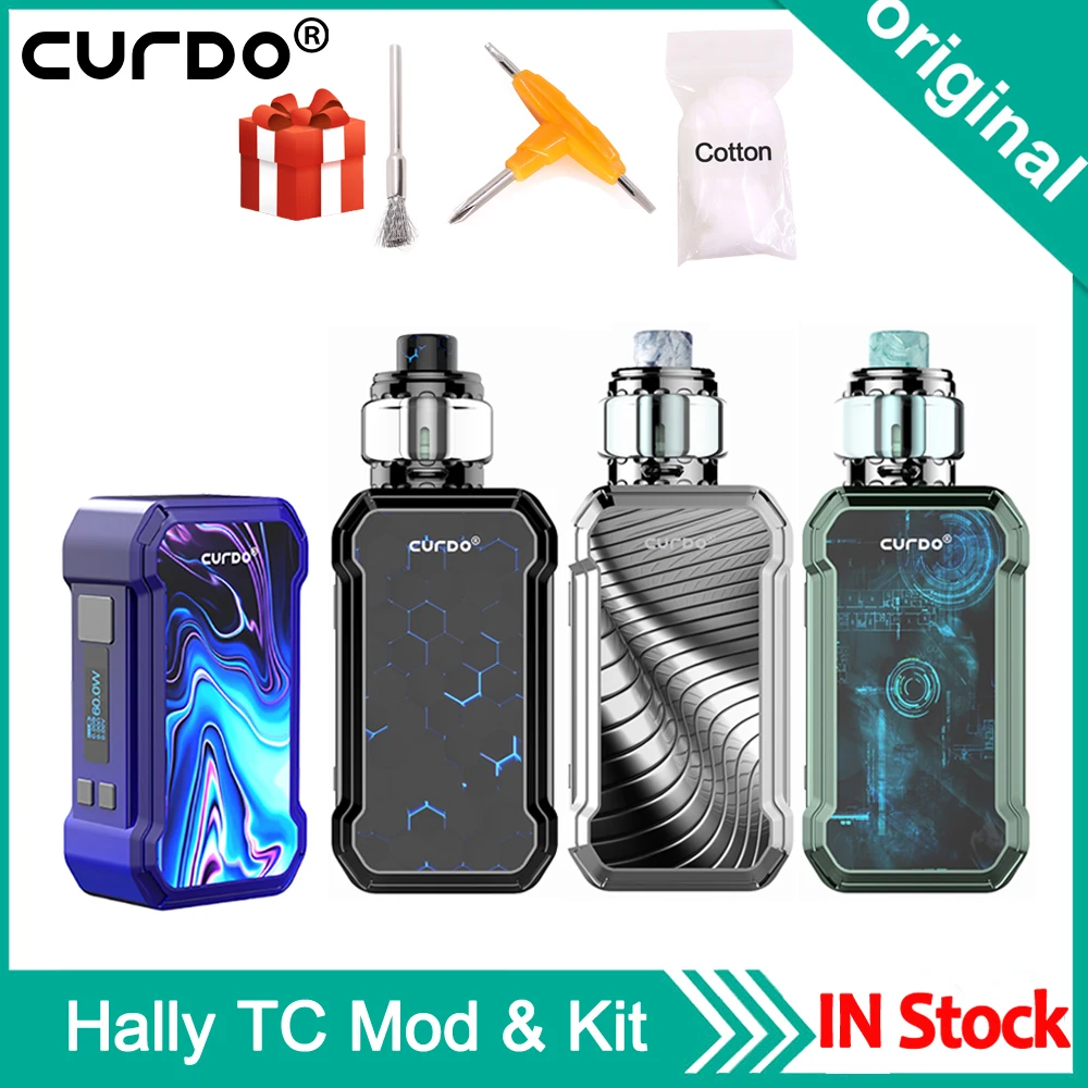 Оригинальный Curdo Hally TC Vape комплект с 0 96 дюймовым экраном 60 Вт коробка мод и 4 мл