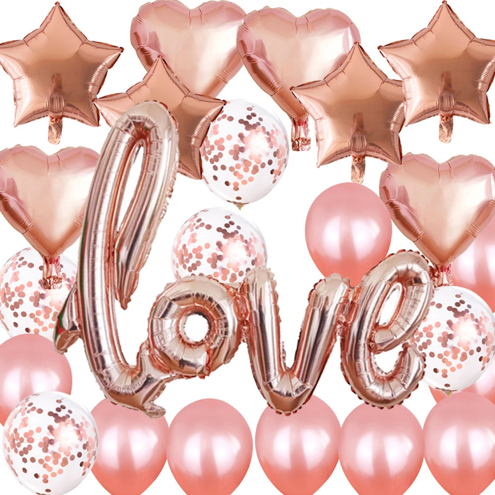 

Ligatures Love Letter Foil Balloon Set Anniversary Wedding Valentines Birthday Party Decoration Champagne Cup Photo Props