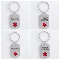 stainless steel dog tag key chain medical alert id type 1 diabetes keychains for for men woman accessories
