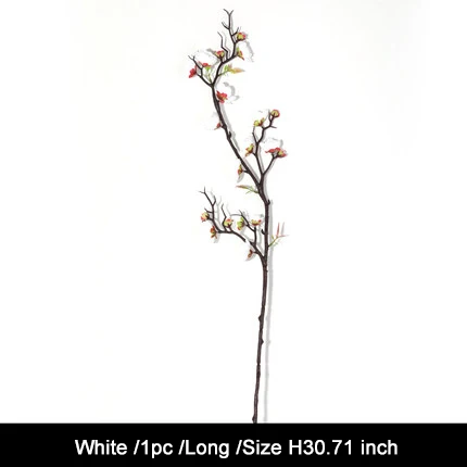 Long white 1 шт. красные сливы искусственные цветы для наружной свадьбы украшение цветок зимнее растение для домашнего сада декор - Цвет: Long white