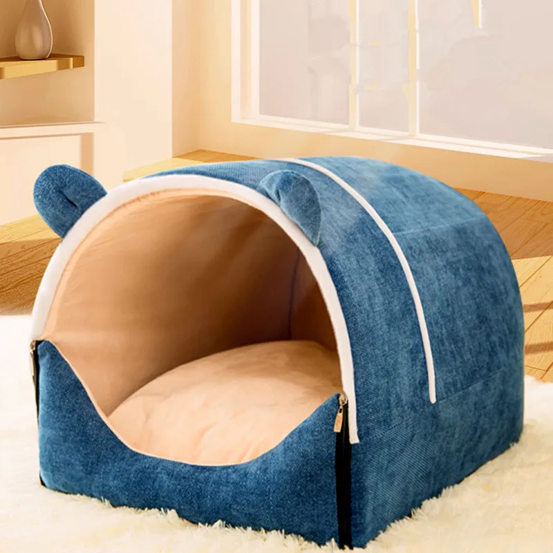 

Dropshipping Pet Bed & Mat Covers Indigo Dog House Best Pets Supplies Linen Tent Covered Cat & Dogs Begs