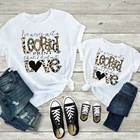 Наряды для маленьких девочек и мальчиков, семейный образ, футболка, леопардовое платье с надписью LOVE для мамы и дочки, футболка, лидер продаж, летняя футболка