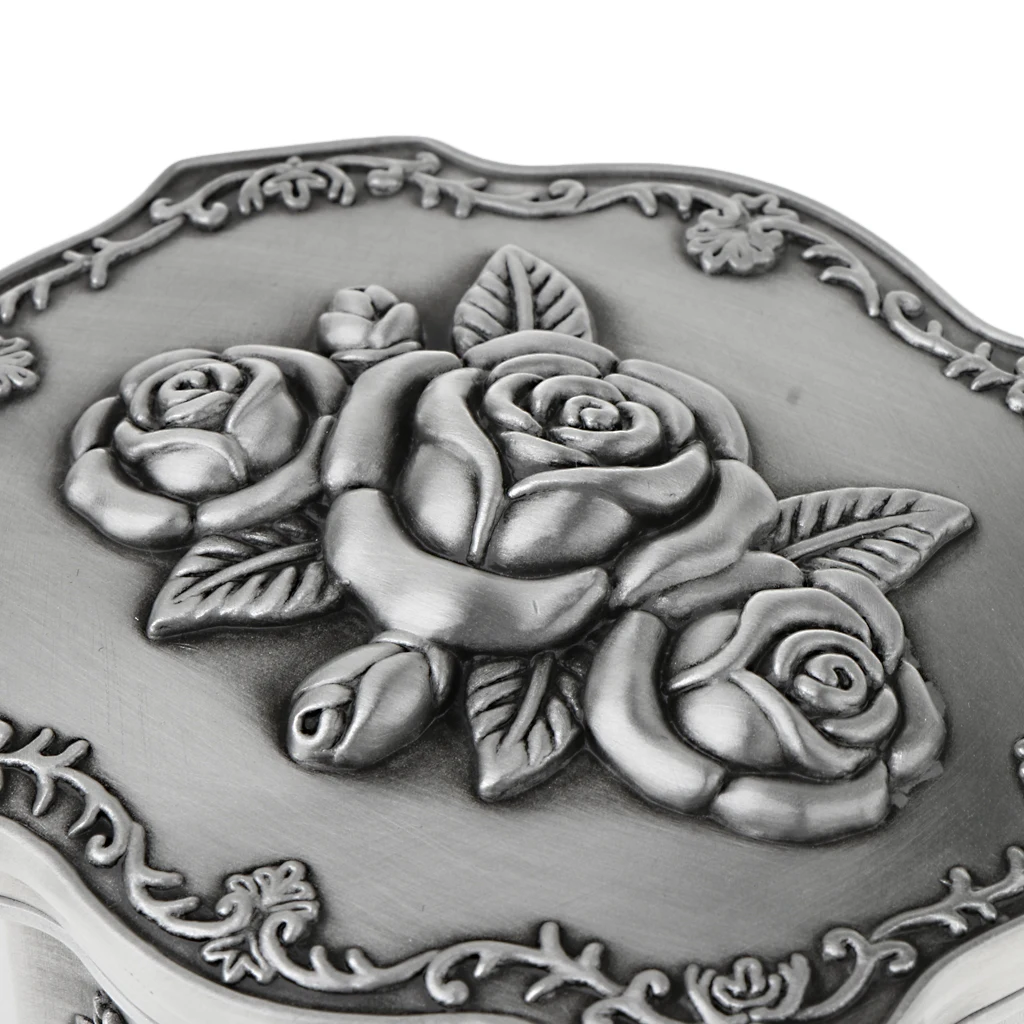 

Antique Rose Flower Pattern Geometric Box Travel Case for Jewelry Organizer