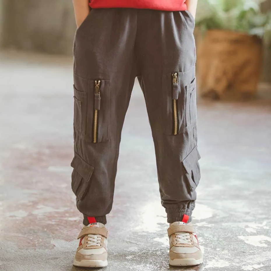 2020 штаны для мальчиков модные брюки-карго детские брюки на молнии с накладными