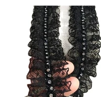 1yards quality sequin lace fabrics 4cm cotton beaded lace fabric black white lace trim ribbon encaje dentelle koronki v8
