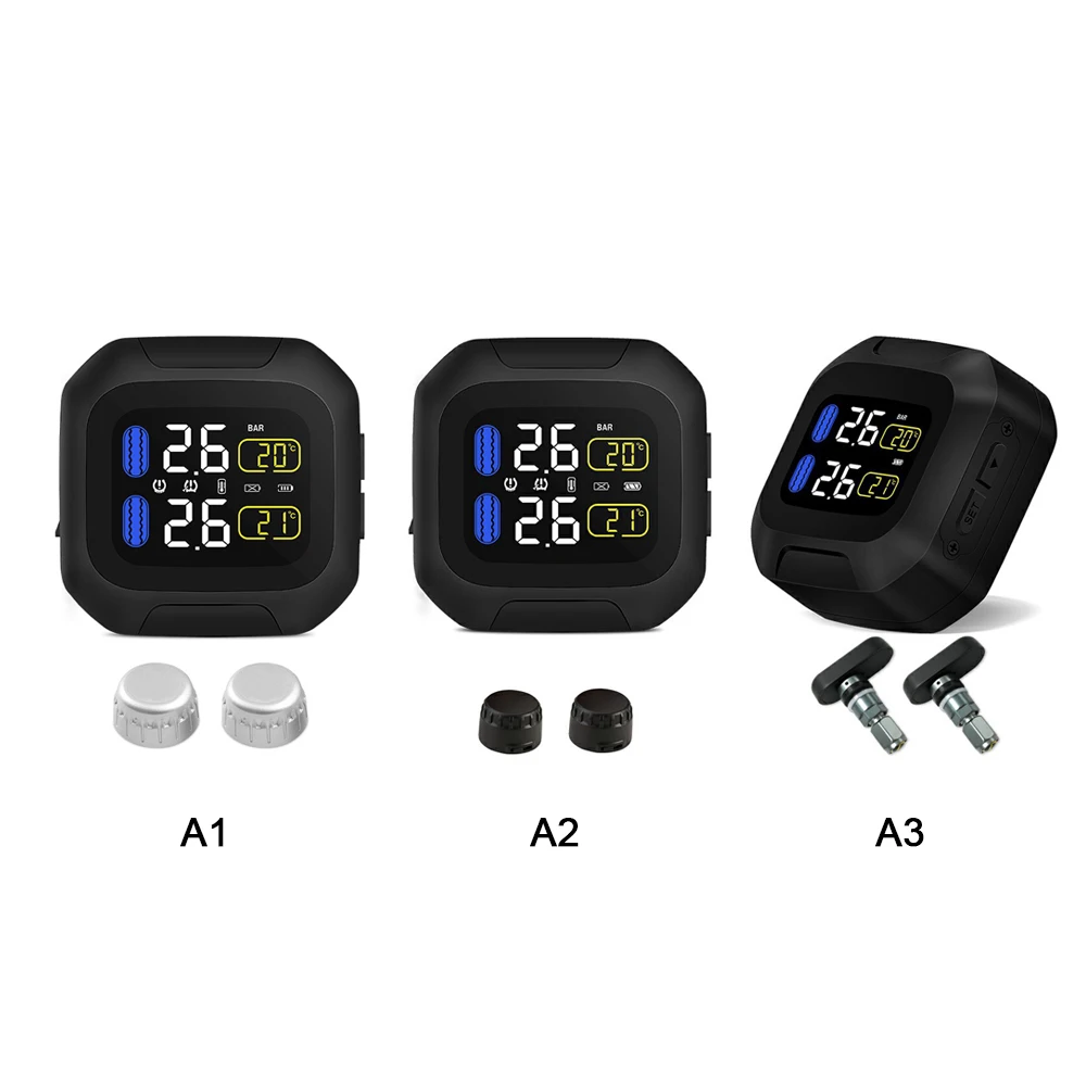 

M3 Waterproof Motorcycle Real Time Tire Pressure Monitoring System TPMS Wireless LCD Display Internal or External TH/WI Sensors