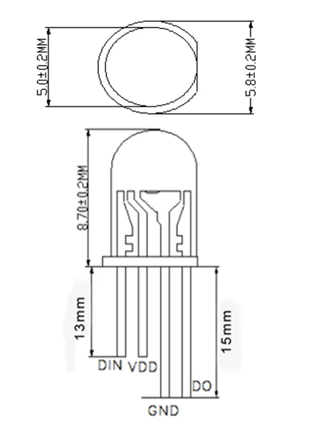 Фонарь 5 мм круглая светодиодсветодиодный RGB-лампа с чипсетом P9823/WS2811 внутри
