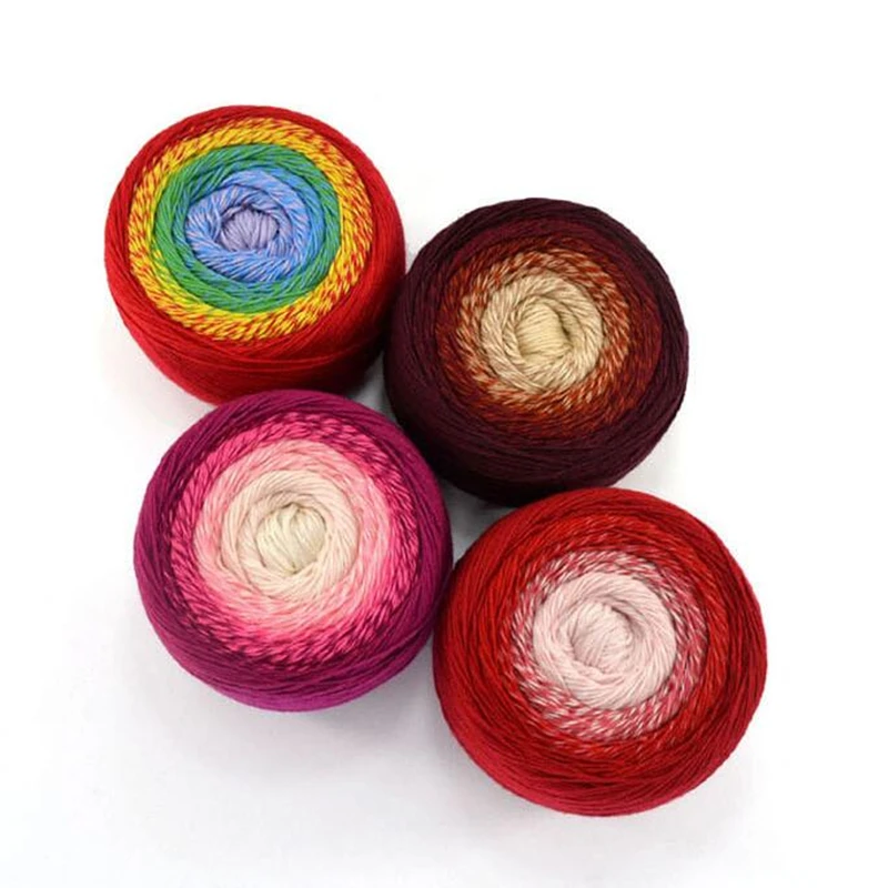 200-250 г/800-1000 м мерсеризованная хлопчатобумажная пряжа Радужная сегментная