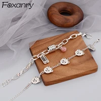 foxanry 925 stamp little bear bracelets girl accessories ins fashion creative pink pendant abacus design party jewelry