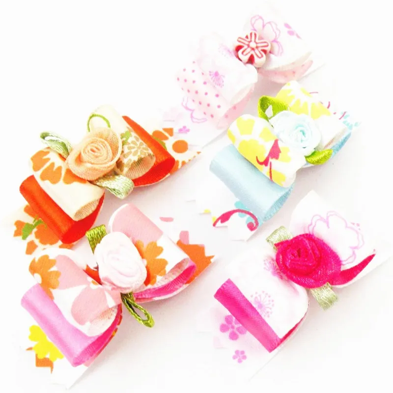 100 шт./лот туфли ручной работы с цветочным принтом собаки Уход за лошадьми Луки