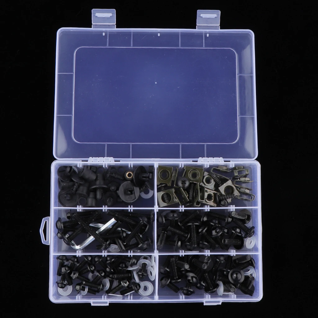 

170Pcs Unviersal Motorcycle Complete Fairing Bolt Kit Fastener Clips Screws