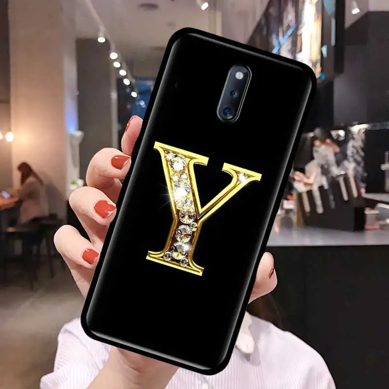 

Alphabet Letter Phone Case For Oppo A52 A53 A9 2020 Find X2 Lite Reno3 Pro Ace A55 A93 5G Coque Black TPU Shell Covers