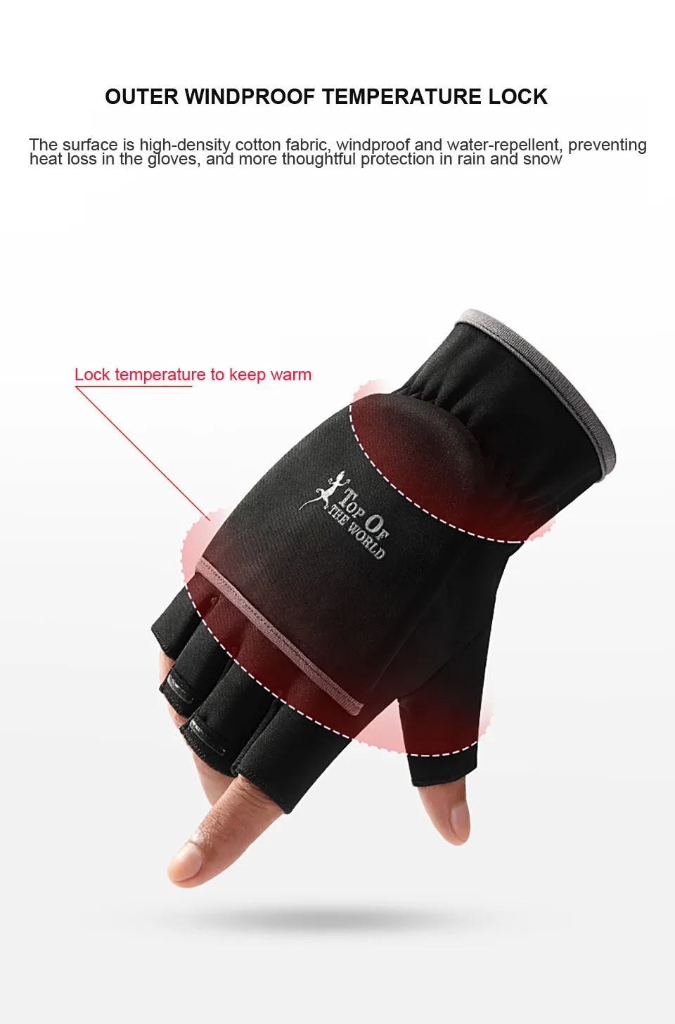Luvas de Pesca Sensível ao Toque Anti-deslizamento ao ar Inverno Quente Dedo Metade Flip Cover Tela Respirável Livre Ciclismo Caminhadas Luvas 2 6 toque respirável anti-deslizamento ao ar livre ciclismo caminhadas luvas