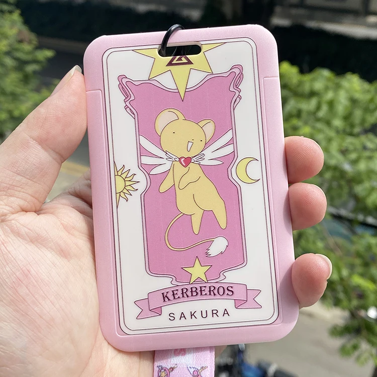 Anime Sakura Card Captor Card Case Keychain Keyring Lanyard Lady Cute Fun ID Card Pass Badge Phone Holder Cosplay Props Gift