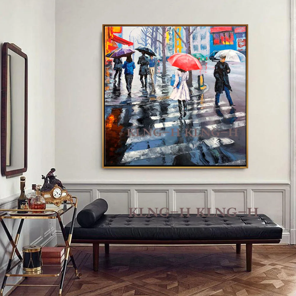 100% pintado a mano Envio gratis pintura al óleo sobre lienzo arte de pared hecho imperno paisaje lluvia foto dos p | Дом и сад