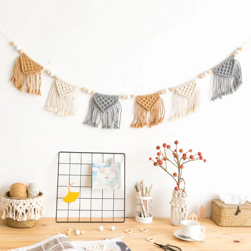 

Nordic Macrame Wall Tapestry Boho Home Decor Kawaii Tapestries for Living Room Children's Room Tapiz Hogar Vintage Decoration