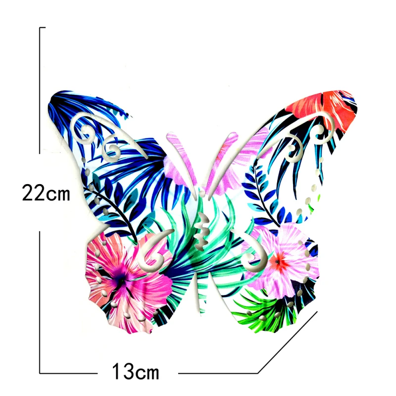 

1PC Handmade Family House Painted Metal Butterfly For Garden Yard Home Ornaments Wall Hanging
