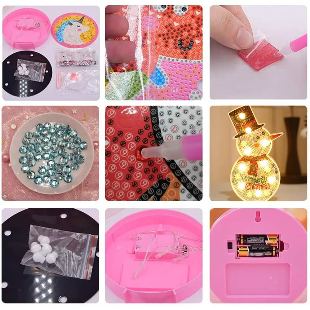 DIY рождественские украшения алмазная живопись с светодиодный ночник