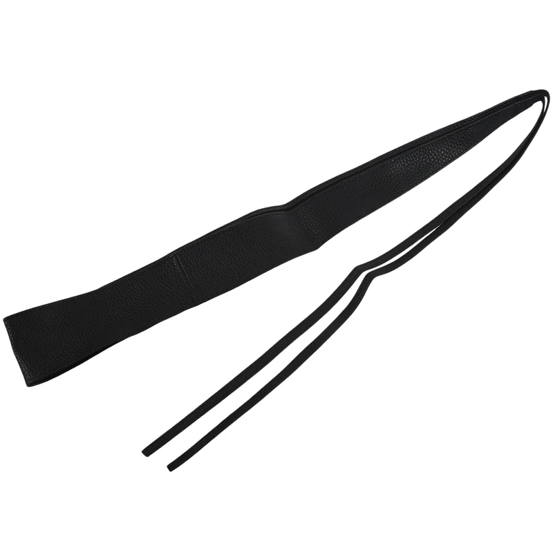 Женский широкий пояс из искусственной кожи с завязками вокруг пояса Obi черный в