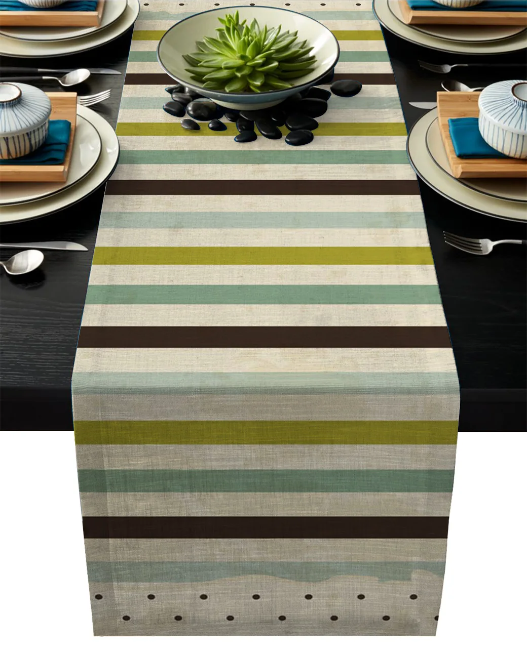 Ретро Цвет линии точки желтая настольная дорожка современный льняные и