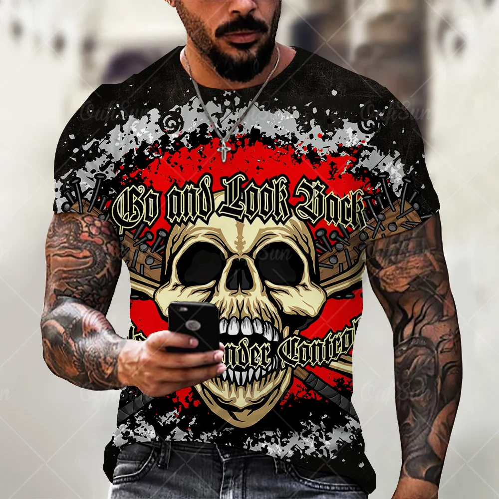 

Pirate Skull 3D Printed Men T-shirt Street Hip-hop Style Male Short-sleeved Tees Summer Casual O Neck Oversized Loose T Shirts