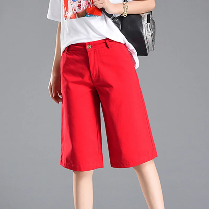 Summer Women Loose Shorts Harajuku Button Shorts Hight Waist Wide Leg Loose Short Summer Female Pockets Korean Style Shorts