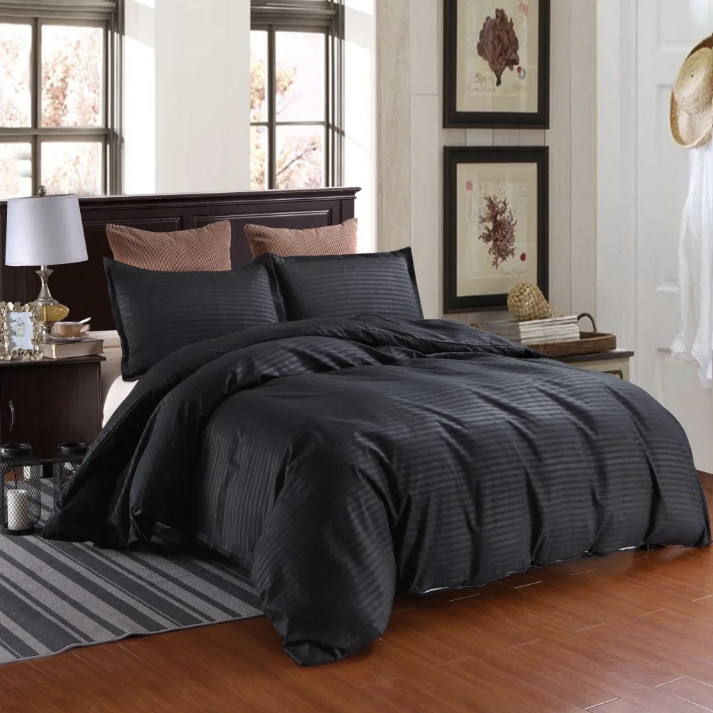 

Fashion Design 2 or 3pcs Bedding Set Hotel Solid Striped Duvet Cover Sets 1 Quilt Cover + 1/2 Pillowcases US/EU/AU Size