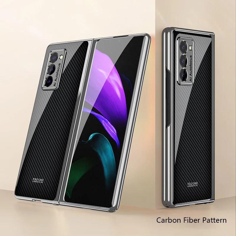 Fashion Plating PC Hard Phone Cover For Samsung Galaxy Z Fold 2 Case  Exquisite Color Painting Shockproof Full Protective Funda