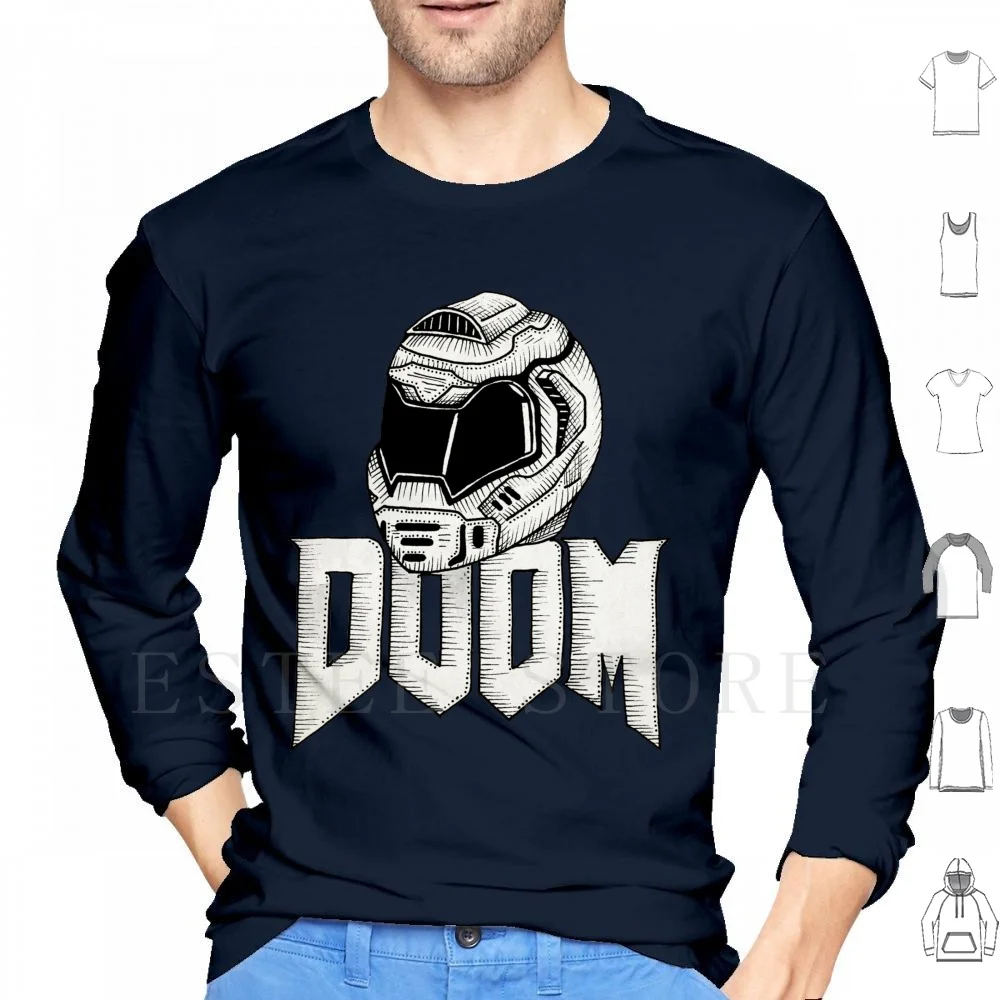 Doom Hoodie Long Sleeve Doom Doom Eternal Doom Guy Helmet