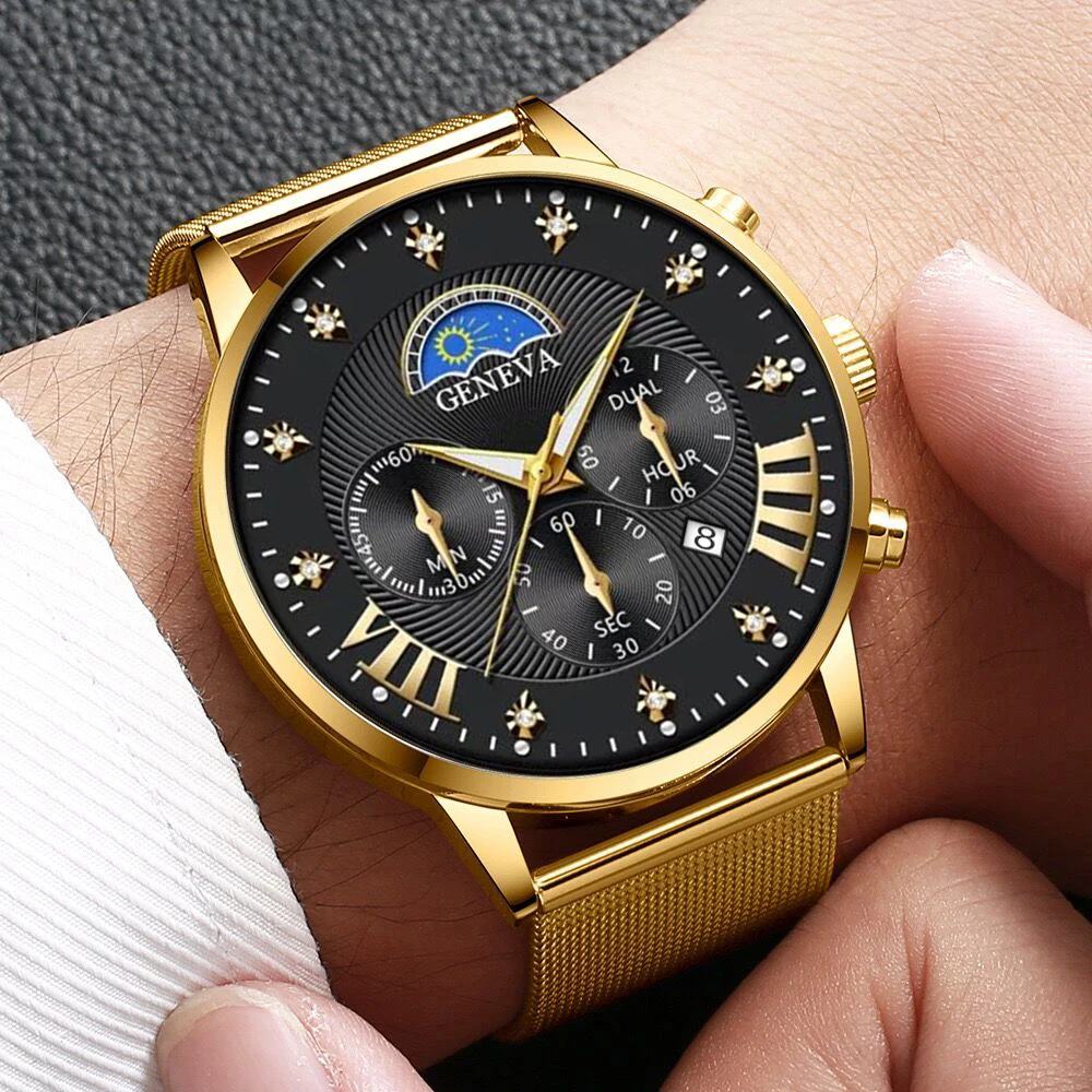 

Мужские наручные часы, из нержавеющей стали, ультратонкие, кварцевые, с сетчатым ремешком, деловые, 2021