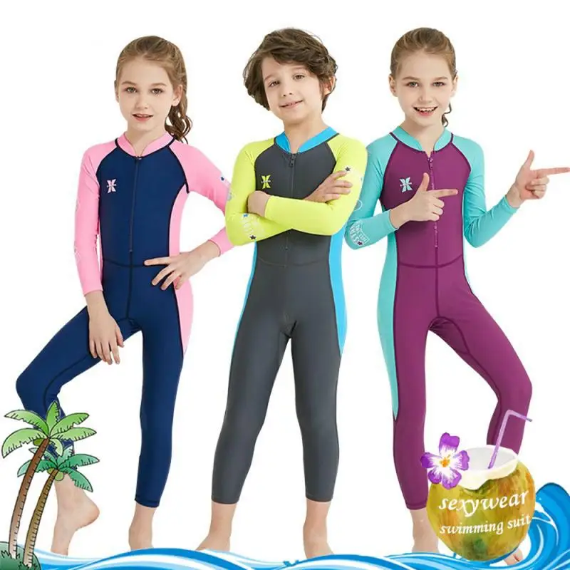 

Children's Wetsuits Kids Swimwears Diving Suits Long Sleeves Boys Girls Surfing Children Rash Guards Snorkel One Pieces Kid Suit