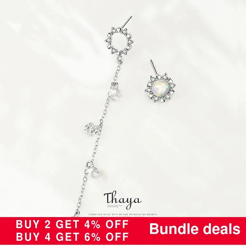 Женские серьги гвоздики с опалом Thaya сережки из стерлингового серебра 925 пробы