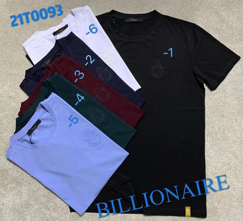 

BILLIONAIRE T-shirt men cotton Short sleeve shirt 2021 summer new o-neck Fashion embroidery Solid color England big size M-4XL