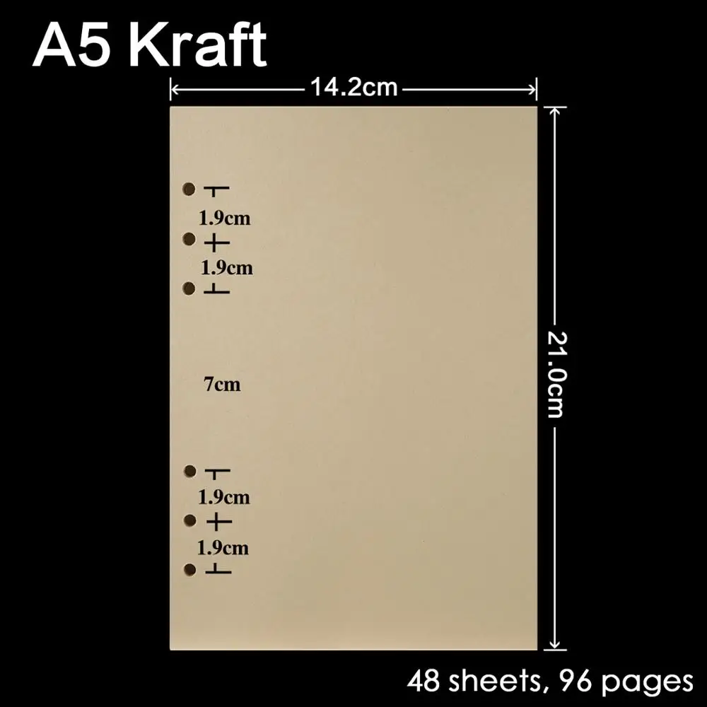 A5 Kraft Blank Высокое качество, записная книжка с кольцом A5, A6, A7, вставные заправки, 6 отверстий, вкладыш, дневник на спирали, планировщик, внутреннее ядро, 100 г, бумага - Цвет: A5 Kraft Blank