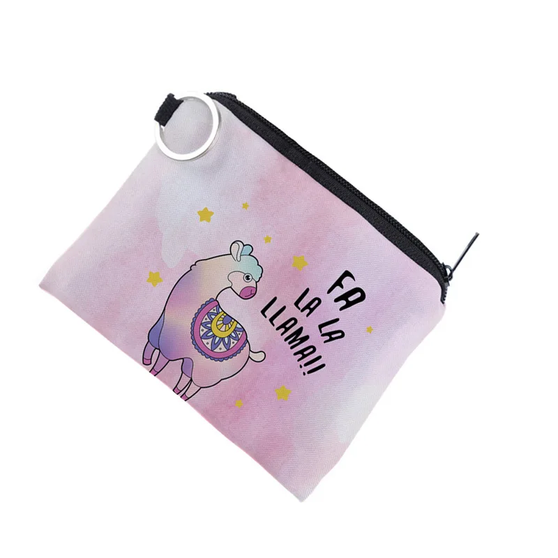 WULI SEVEN Pink Alpaca Printing Coin Purse Small Zipper Waterproof Card Key Pouch Mini Square Wallet For Children Gift | Багаж и сумки