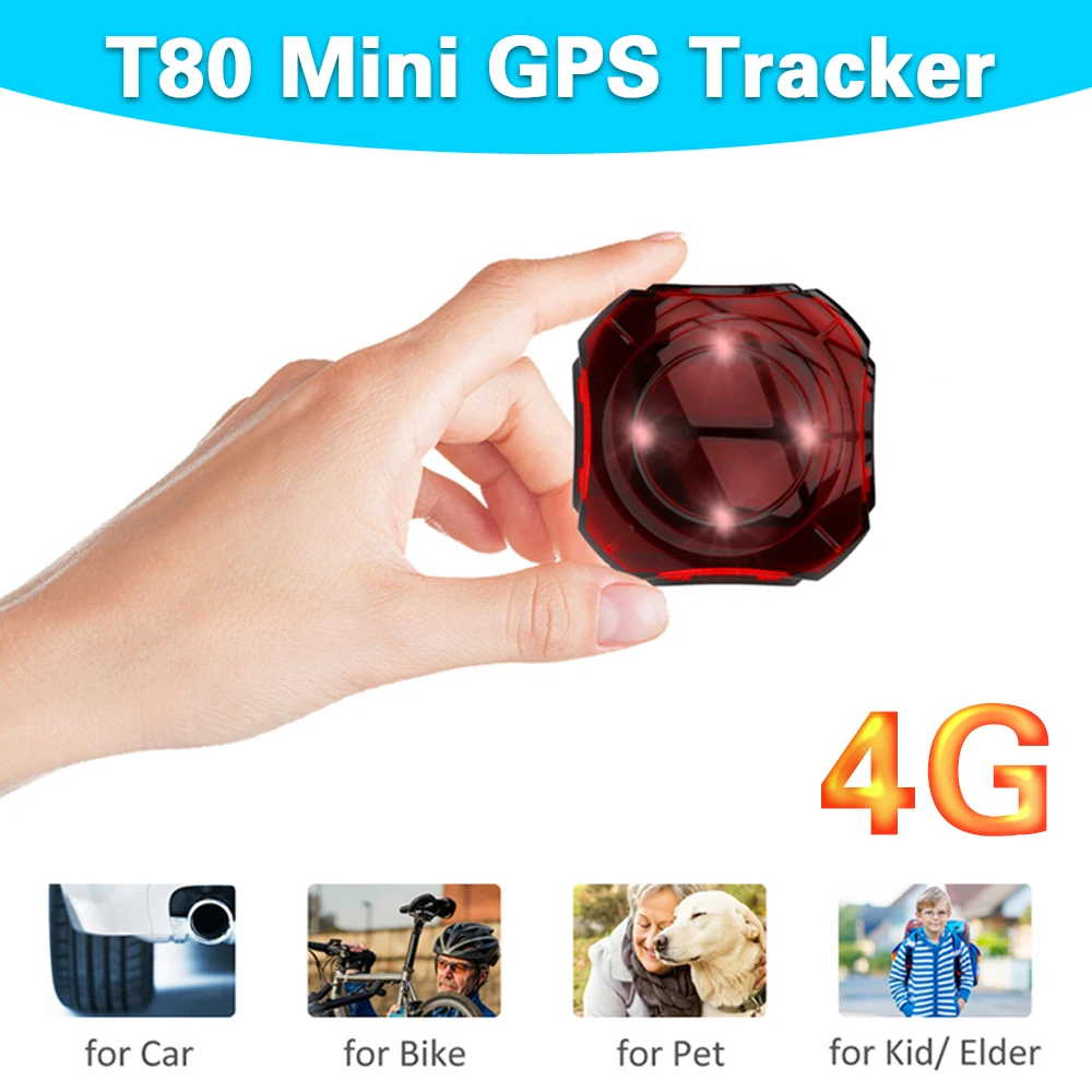 Мини 4G gps трекер T80 Для детей/детей велосипед Pet Bulit в 4 светодиодный с кнопкой SOS