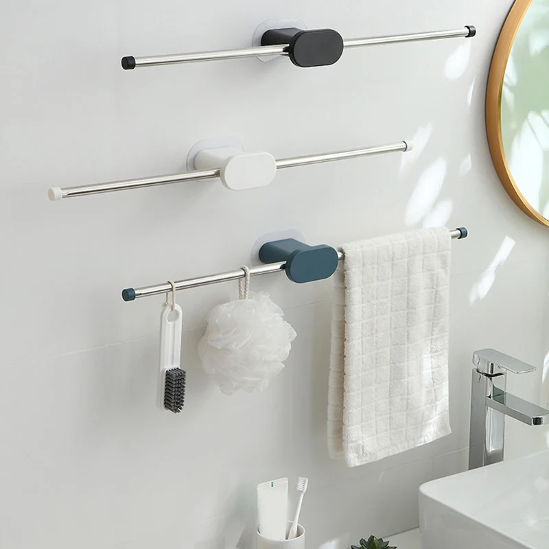 

Towel Bar Suction Cup Dual Post Towel Rack Bathroom Towel Holder Stainless Steel No Drilling Wall Shelf for Kitchen Home BDF99