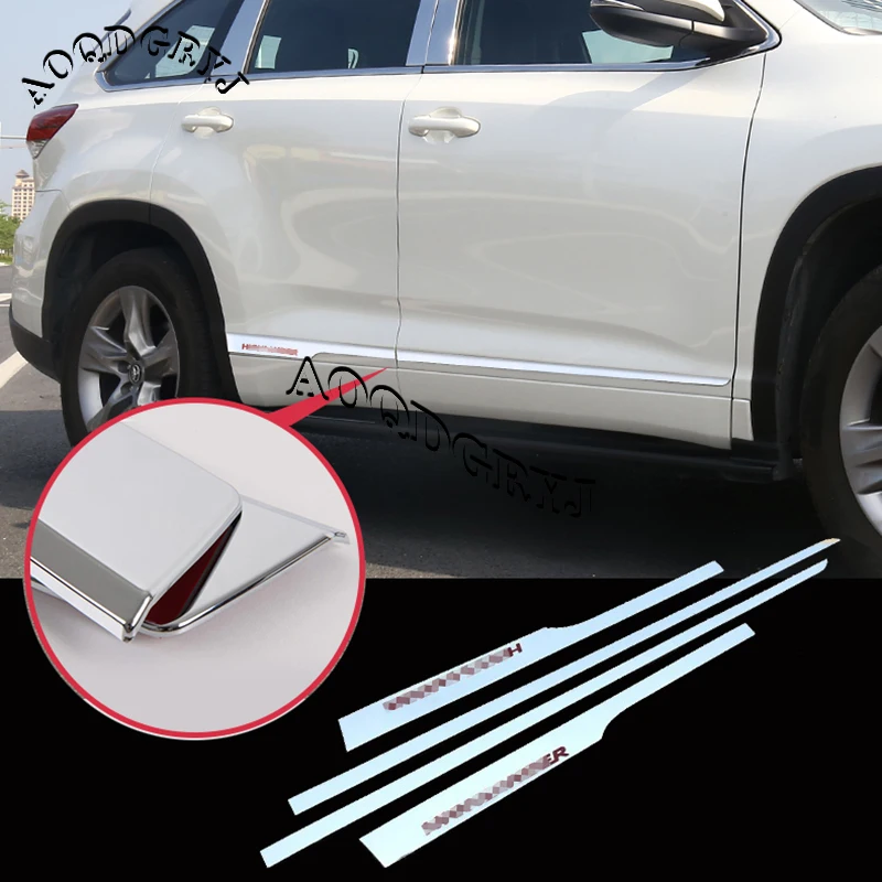 

4 шт. для Toyota Highlander 2015-2019 корпус из нержавеющей стали Боковая молдинговая крышка отделка Аксессуары для стайлинга автомобиля