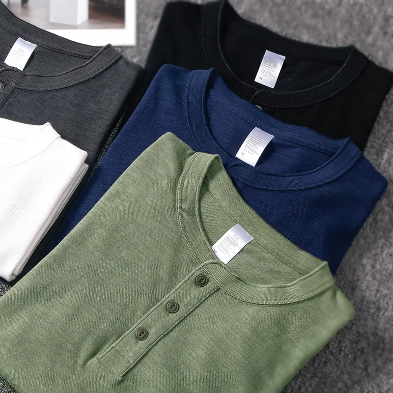 

210308 Heavy Weight Cotton Men's T-Shirt Retro Short-Sleeved Solid Color 0-Neck Loose Soft Bottoming Shirt Summer Male Tops Tees